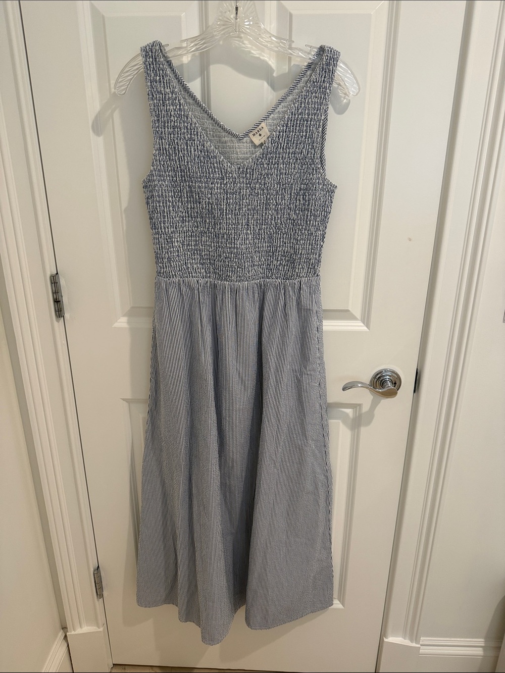 Marea Blue Smocked V-Neck Sundress, small, nwot